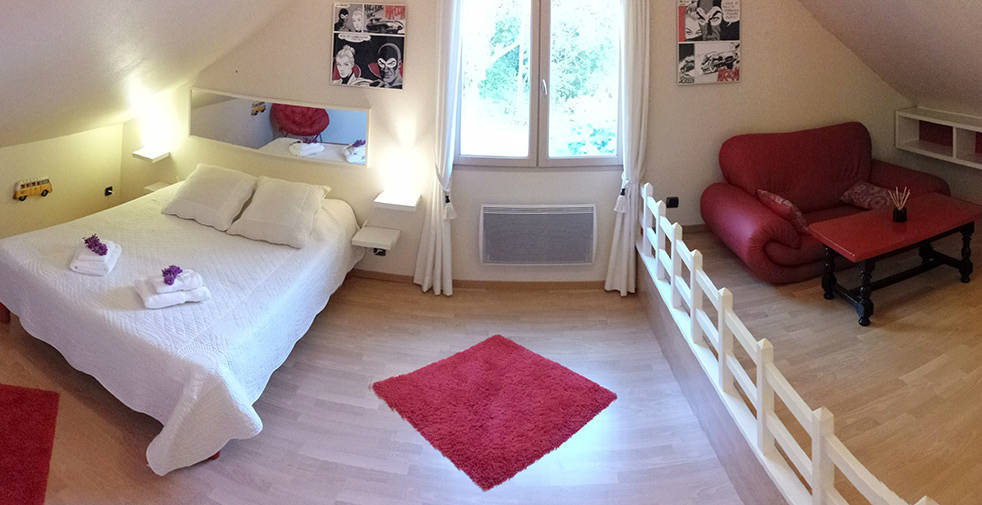La chambre double et son salon en mezzanine
